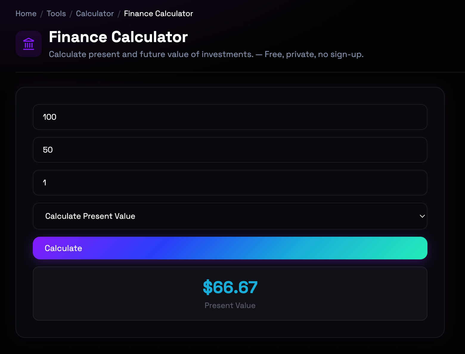 How to use Finance Calculator online — free, fast, and private